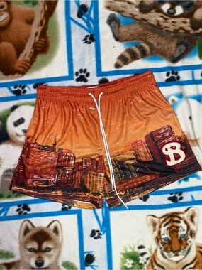 Orange Cityscape Men's Drawstring Shorts